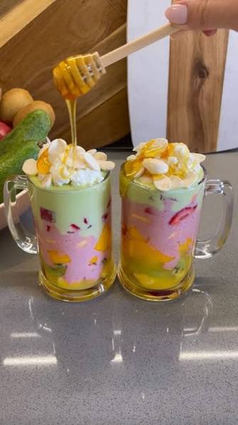 Cocktail with Fruit Chunks, Nuts & Honey